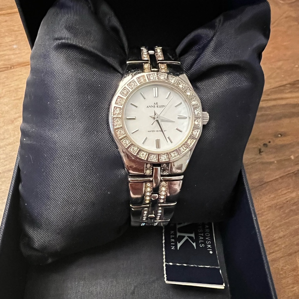 Anne Klein watch with Swarovski crystals EUC